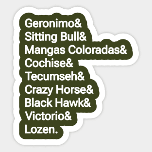 Geronimo& Sitting Bull& Mangas Coloradas& Cochise& Tecumseh& Crazy Horse& Black Hawk& Victorio& Lozen. - Double-sided Sticker